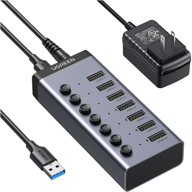 UGREEN 90307 USB-C to 7-Port USB-A 3.0 Hub DC 12V EU CM481 image