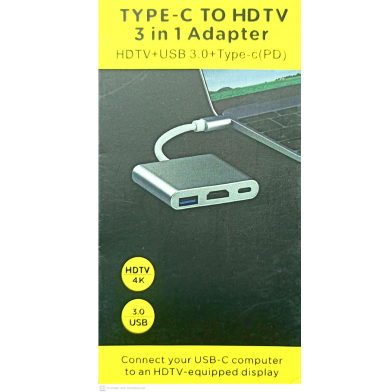 USB C to HDMI Adapter, 3 in 1 Multiport USB Type C to 4K HDMI Convertor image