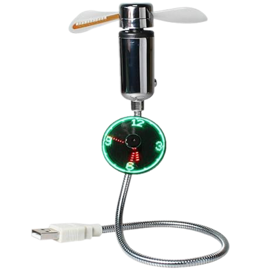 USB Clock Fan With Real Time Display, Mini Portable Flexible Cooling Fans With LED Light For Home Office image