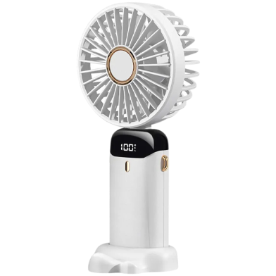 USB Handheld Mini Fan Foldable Portable Neck Hanging Fans 5 Speed USB Rechargeable Fan with Phone Stand and Display Screen image