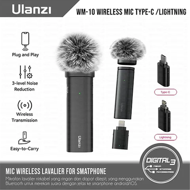 Ulanzi WM - 10 Wireless Clip - on Microphone for Smartphone or Tablet (Buy One Get Any One Tom and Jerry Key Ring FREE) Slide 4