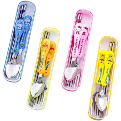 Ultimate Fun Mealtime Set For Kids 3 In 1 Spoon Fork And Chopstick Kit Multicolor image