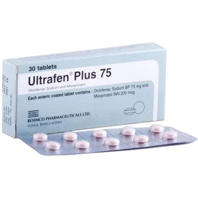 Ultrafen Plus 75 mg Plus 200 mcg Tablet 10's Strip image