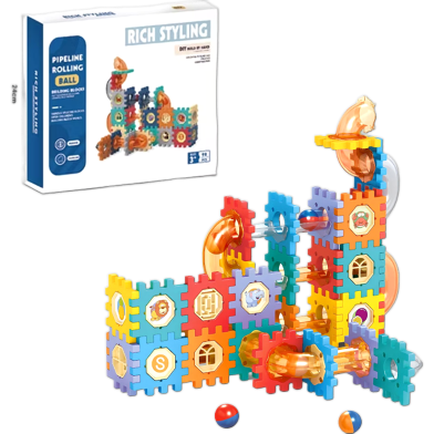 Unique Pipeline Rolling Ball Building Blocks – 125-Piece Set image