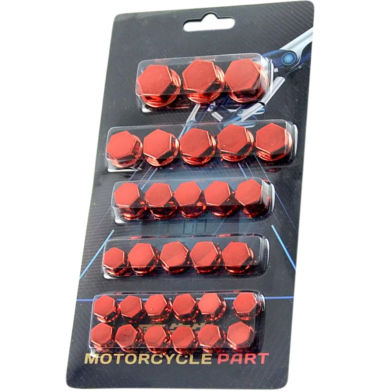 Universal 30 Pcs Bolt Screw Cover Cap For Motorbike Ornamental Molding - Red Color image