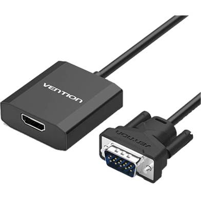 VENTION ACEB0 VGA To HDMI Converter With Female Micro USB and Audio Port 0.15M Black Metal Type image