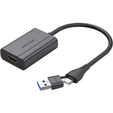 VENTION ACYHB USB-C Plus USB-A To HDMI Adapter 0.15M Gray Aluminum Alloy Type image