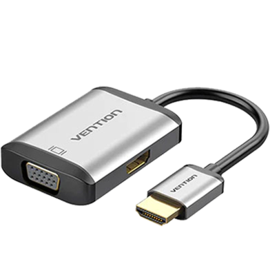 VENTION AFVHB HDMI To HDMI Plus VGA Converter 0.15M Gray Metal Type image