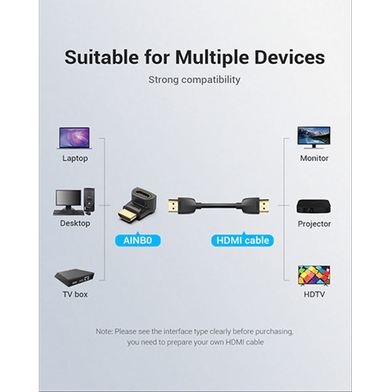 VENTION AINB0 HDMI 270 Degree Male To Female Adapter Black Slide 3