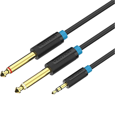 VENTION BACBJ 3.5mm TRS Male to Dual 6.35mm Male Audio Cable 5M Black image