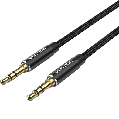 VENTION BAWBG Cotton Braided 3.5mm Male to Male Audio Cable 1.5M Black Aluminum Alloy Type image