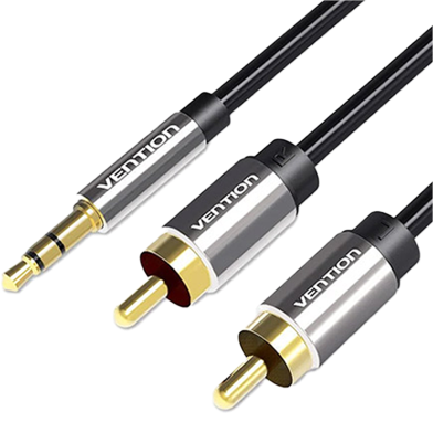 VENTION BCFBG 3.5mm Male to 2RCA Male Audio Cable 1.5M Black Metal Type image