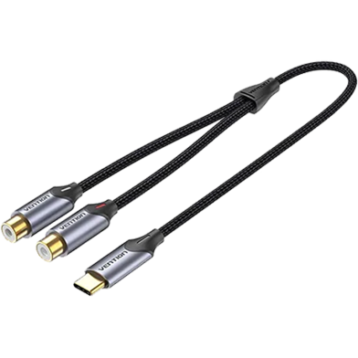 VENTION BGVHF USB-C Male to 2-Female RCA Cable 1M Gray Aluminum Alloy Type image