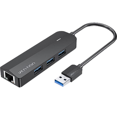 VENTION CHNBB 3-Port USB 3.0 Hub with Gigabit Ethernet Adapter 0.15M Black image