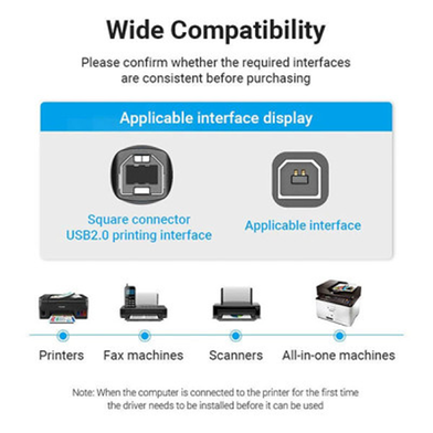 VENTION COQBN USB 2.0 Type A to Type B Printer Cable Black - 10M Slide 3