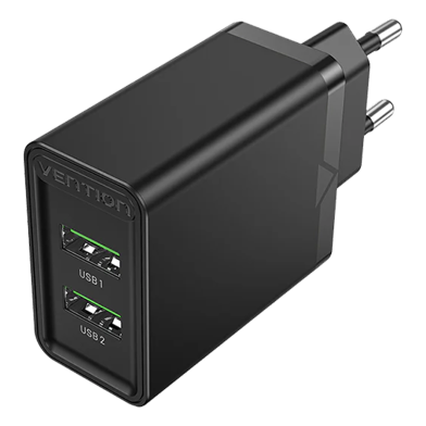 VENTION FBAB0-EU Two-Port USB 18/18W Wall Charger Black image