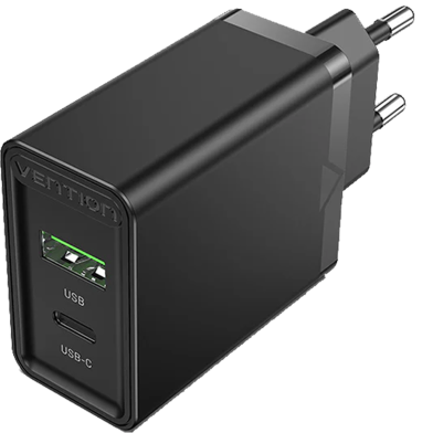 VENTION FBBB0-EU Two-Port USB 18/20W Wall Charger Blackj image
