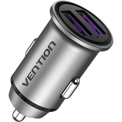 VENTION FFEH0 Two-Port USB (30/30) Car Charger Gray image