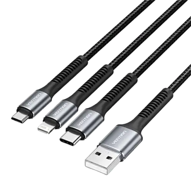 VENTION H18BAV Cotton Braided USB 2.0 1.2M Cable Black image