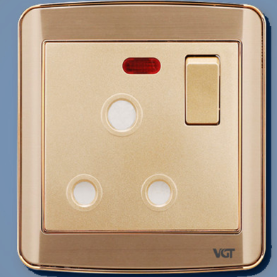VGTEC 3 Pin Round Socket With Switch (Golden Series) image