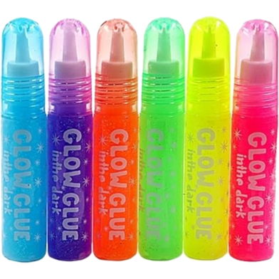VINTAGER Multipurpose Water Drawing Glitter Dries Fast Glow Dark Glue 6 Pcs image