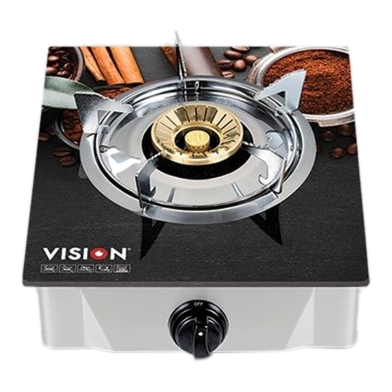 VISION LPG Single Glass Gas Stove Chocolate 3D image