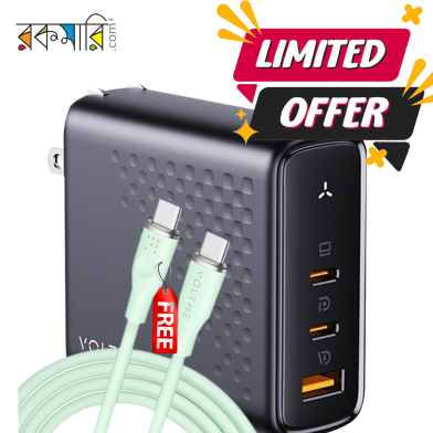 VOLTME REVO 140 Triple-Port PD 140W Wall Charger With GaN Tech Black (Buy 1 Get 1 Free Voltme PowerLink Moss C to C Cable Any Color) image