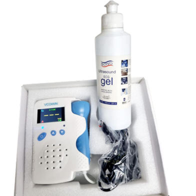 Vcomin Fetal Doppler Fetal Ultrasound Baby Heartbeat LCD Display with Gel 250ml image
