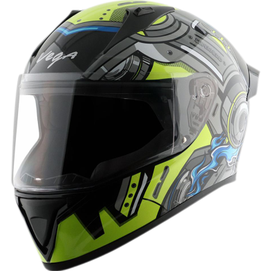Vega Bolt Superhero Black Neon Yellow Helmet image