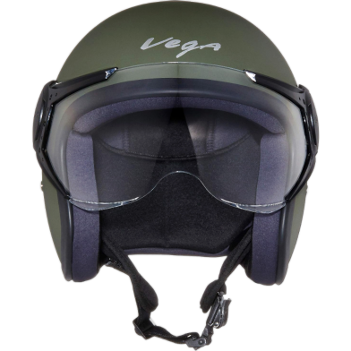 Vega Jet W/Visor Dull Arm Green Helmet image