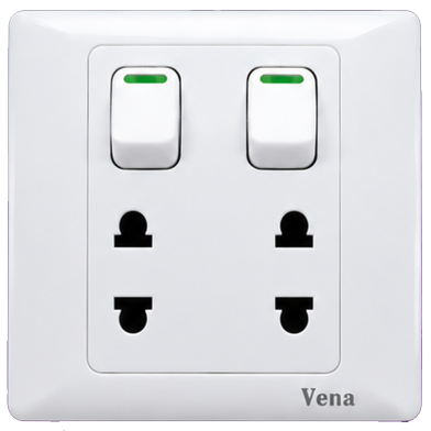 Vena Double 2 Pin socket with switch (SL series) image