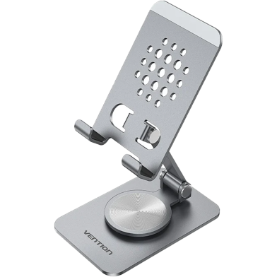 Vention Articulating Desk Phone Stand with 360° Rotatable Base Gray Aluminium Alloy Type image
