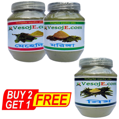 VesojE Agro Mehedi Powder 150gm And Moringa Powder - 150 gm With VesojE Agro Neem Powder - 150 gm (BUY 2 GET 1) image