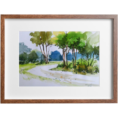 Mahmudur Rahman Rial Village Road, Watercolor - (17x14)inches image
