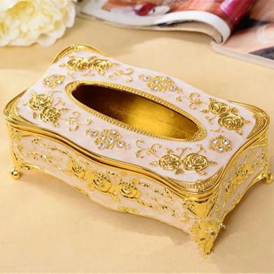 Vintage European Tissue Box Holder Luxurious Tissue Box Cover Gold Plastic Tissue Holder for Home Hotel Office Decor image