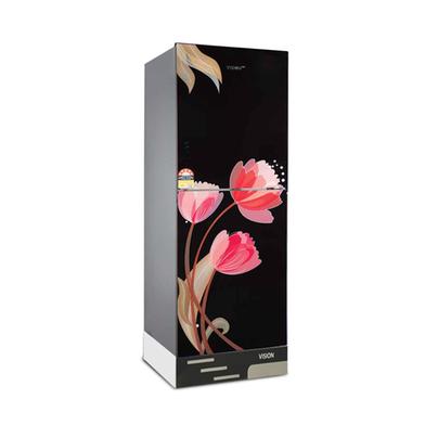 Vision Glass Door Refrigerator RE-196L Pink Tulip Black Bottom Mount image