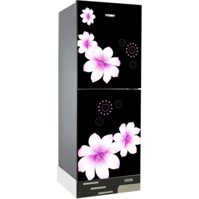 Vision Glass Door Refrigerator RE-222L Mirror White Purple Top Mount image