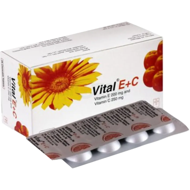 Vital E Plus C 250 mg Plus 200 - 7's Strip Tablet image