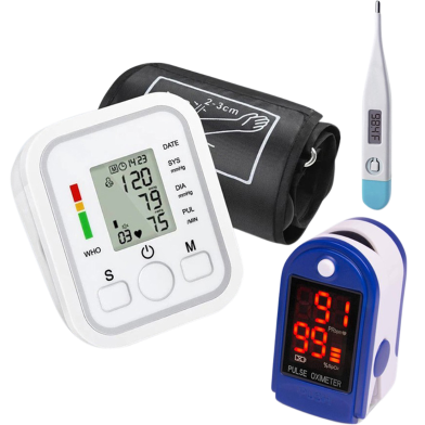 Voice Digital Bp Checking Machine, Digital Thermometer And Digital Pulse Oxymeter, 3 Combo image