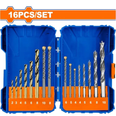 Wadfow 16 Pcs Metal Masonry And Wood Drill Bits Set image