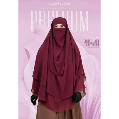 Glam Touch Wafa Double Layer Ready Hijab And Niqab | image