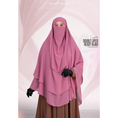 Glam Touch Wafa Double Layer Ready Hijab And Niqab | image