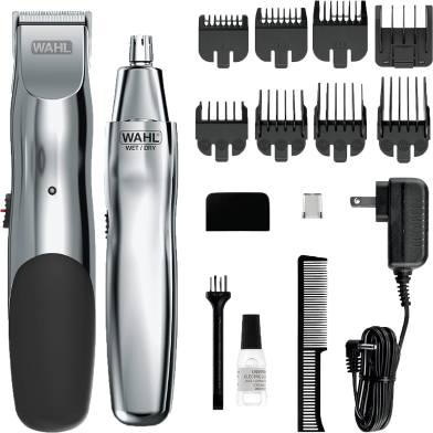 Wahl Groomsman Rechargeable Beard Trimmer kit for Mustaches Nose Hair and Light Detailing and Grooming with Bonus Wet/Dry Battery Nose Trimmer -523394105 image