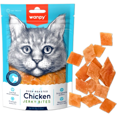 Wanpy Chicken Jerky Bites Cat Treat 80gm image