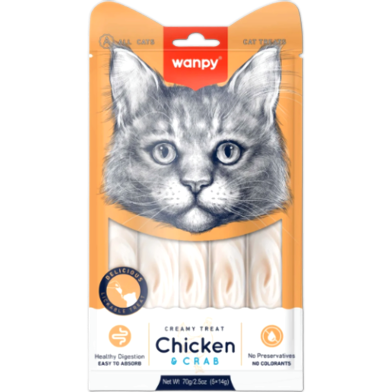 Wanpy Creamy Cat Treat Chicken And Crab 70gm (5x14gm) image