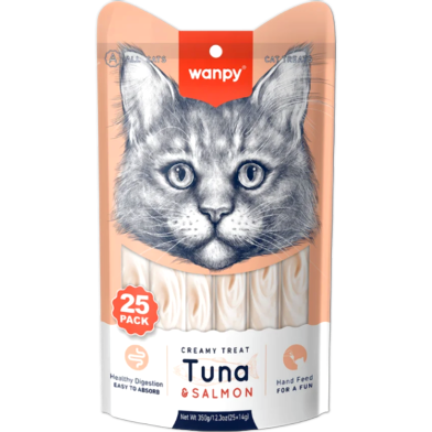 Wanpy Creamy Treat Tuna and Salmon 25pc Pack 350gm (25×14gm) image