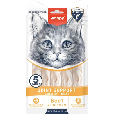 Wanpy Joint Support Creamy Cat Treats with Chicken and Beef (5*14g) image