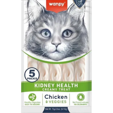 Wanpy Kidney Care Creamy Cat Treats with Chicken and Veggies (5*14g) image
