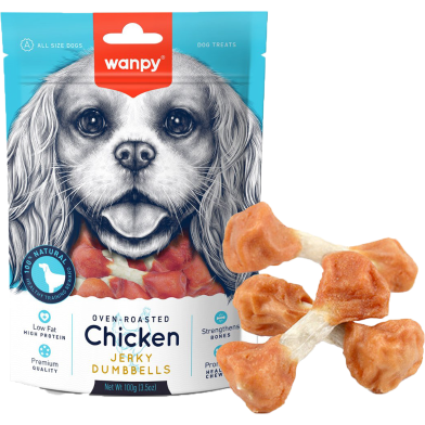 Wanpy Oven-Roasted Dog Treat Chicken Jerky Dumbbells 100 gm image
