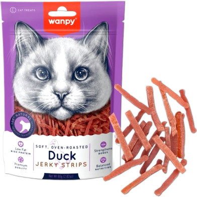 Wanpy Soft Duck Jerky Strips for Cats 80g image